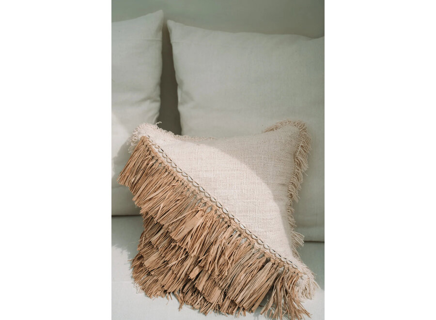 The Raffia Cotton Cushion Cover - Natural White - 40x40