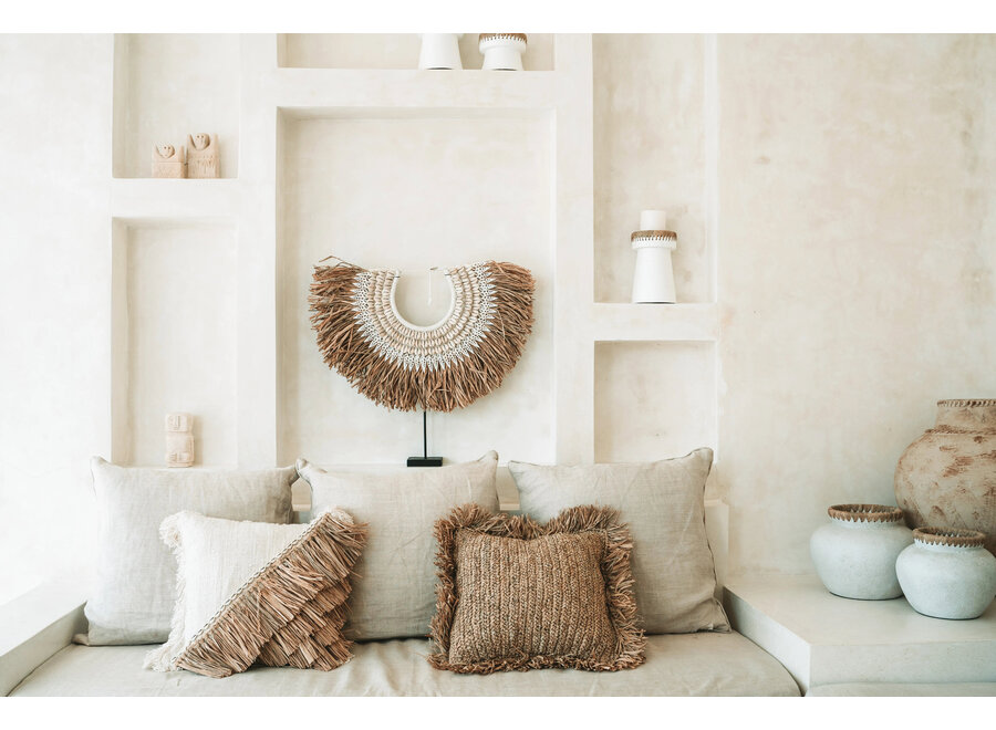 The Raffia Cotton Cushion Cover - Natural White - 40x40