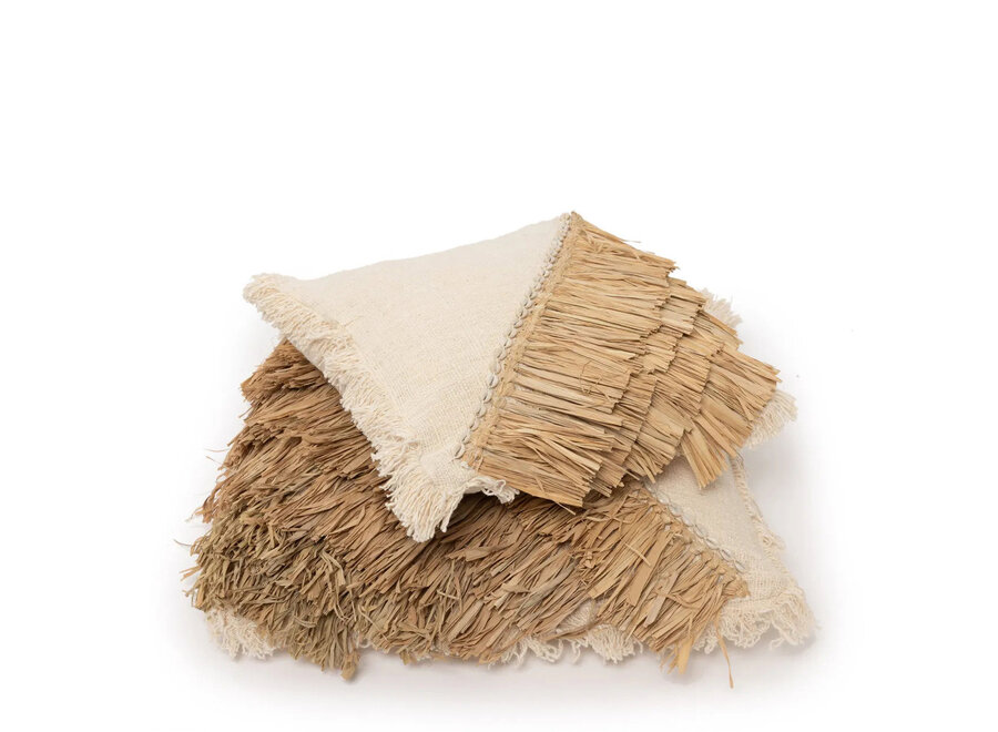 Il Copri Cuscino Rafia Cotone - Bianco Naturale - 40x40