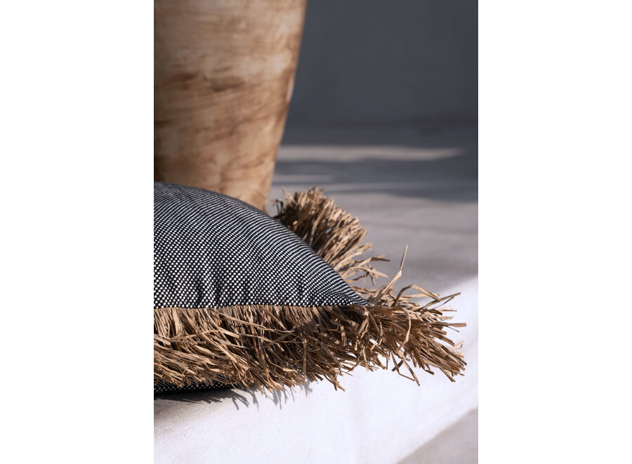 De Cotton Bonita Kussenhoes - Zwart Naturel - 60x60