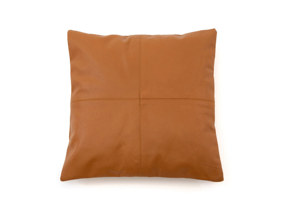 La Funda de Cojín de Cuero de Cuatro Paneles - Camello - 40x40