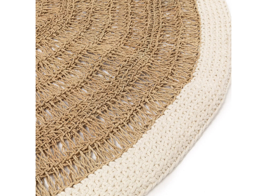 Het Seagrass & Katoen Rond Tapijt - Naturel Wit - 100