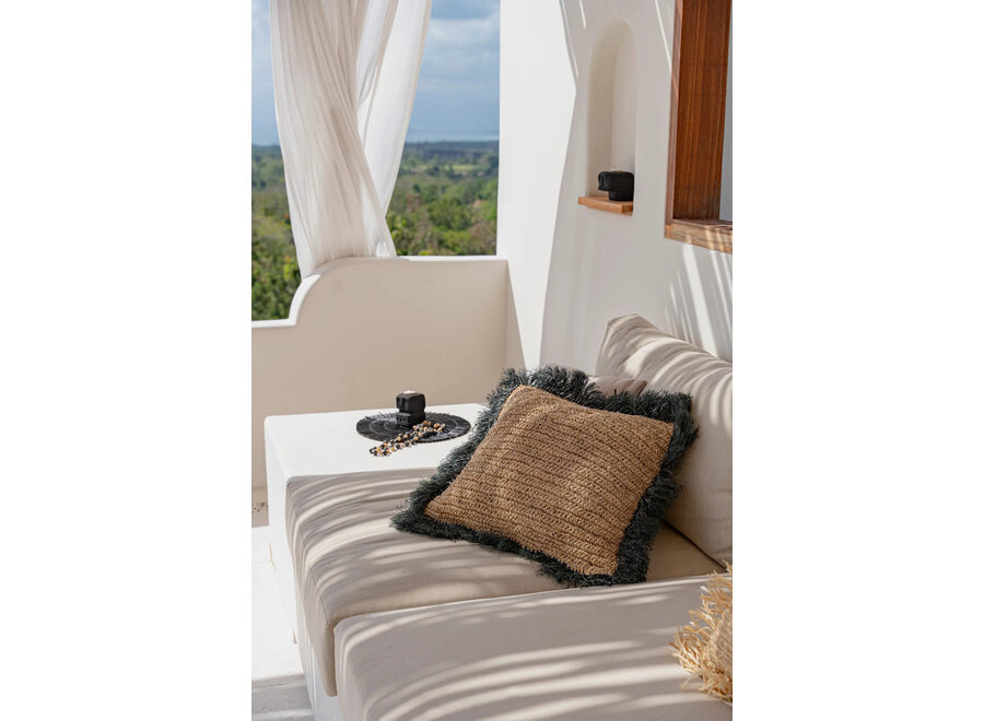 La Funda De Cojín De Rafia - Natural Negro - 60x60