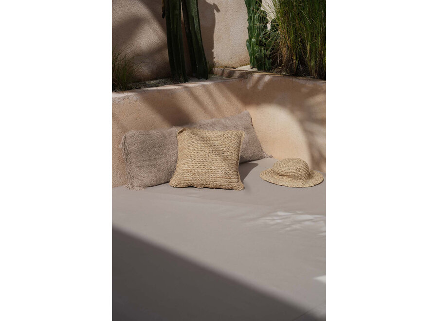 La Housse De Coussin Raffia Flores Carrée - Naturel - 40x40