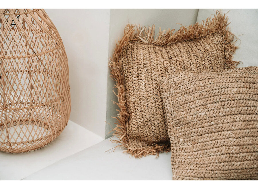 The Raffia Flores Cushion Cover Square - Natural - 40x40