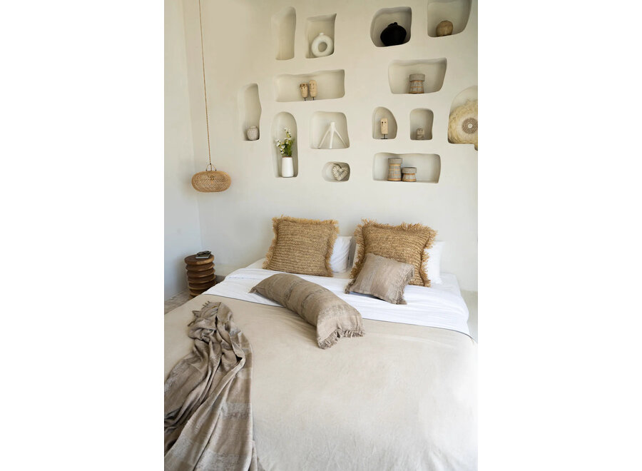 De Raffia Kussenhoes - Vierkant - Naturel - 60x60