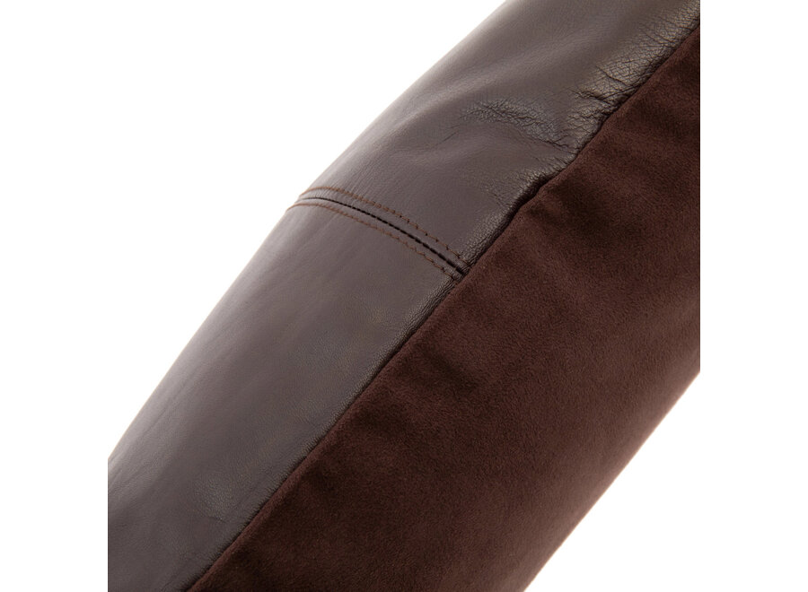 De Four Panel Leather Kussenhoes - Chocolade - 40x40
