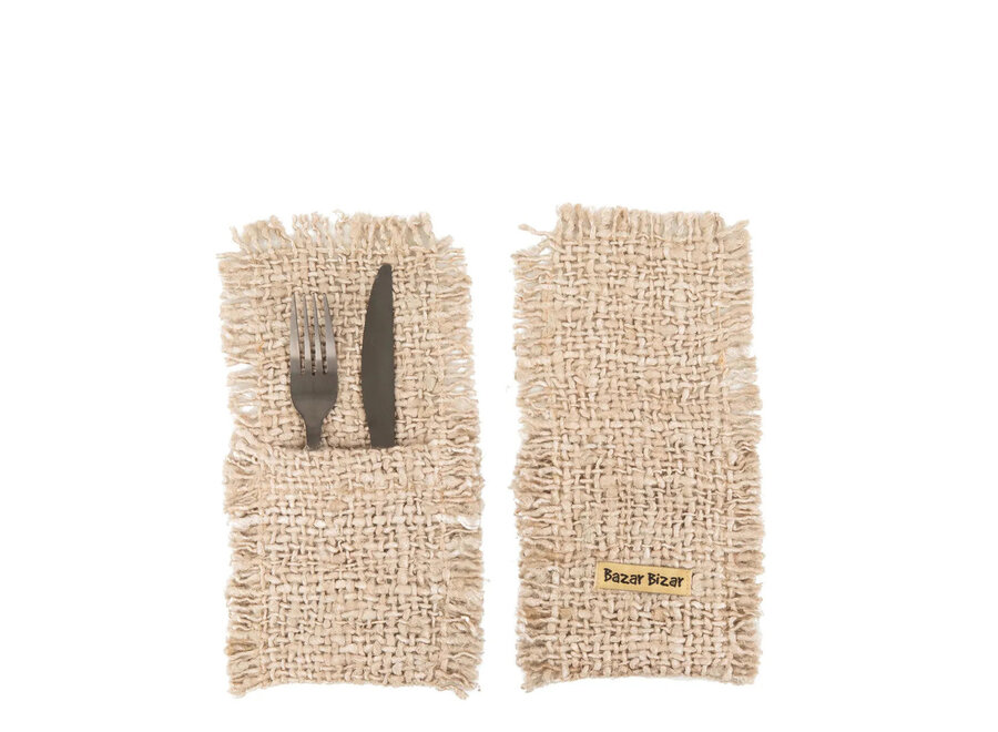 Het Oh My Gee Bestekzakje - Beige - Set Van 4