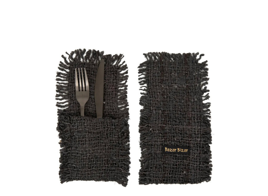 Het Oh My Gee Bestekzakje - Marinezwart - Set Van 4