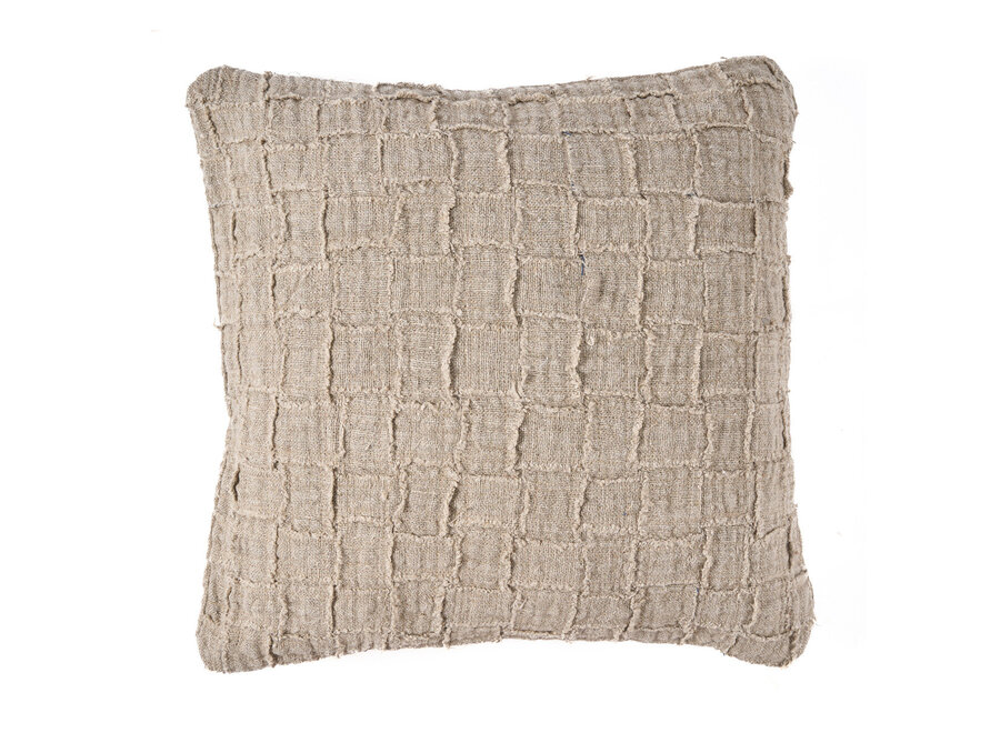 De Linen Damier Kussensloop - Naturel
