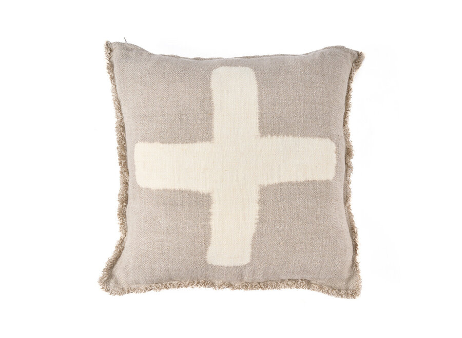 La Housse de Coussin Ivory Cross - Blanc Naturel - 50x50