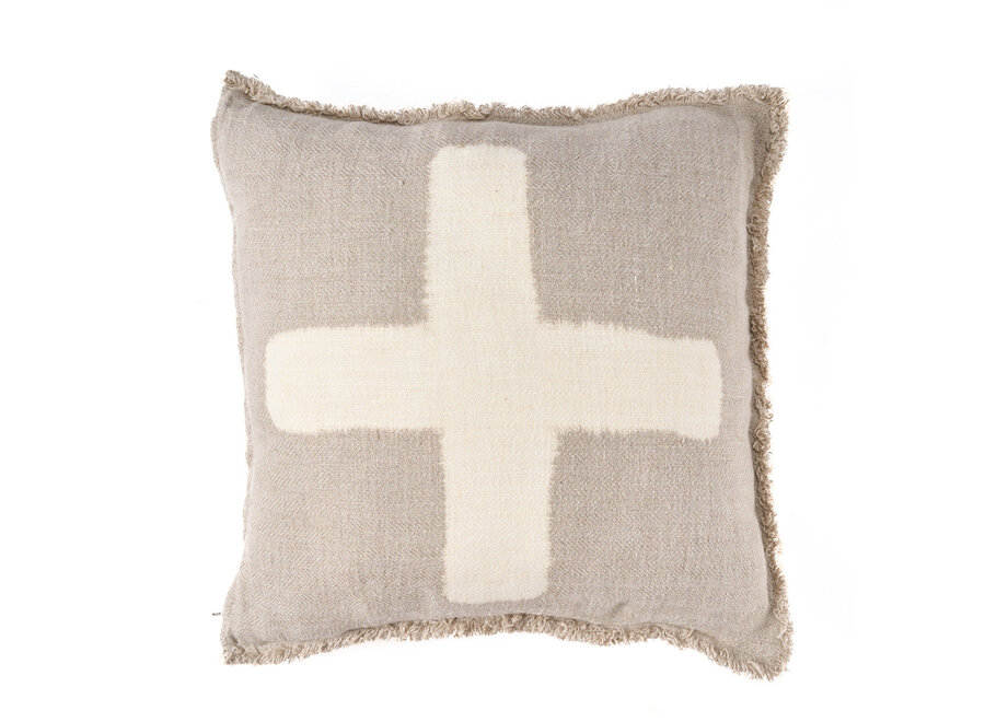The Ivory Cross Cushion Cover - Natural White - 50x50