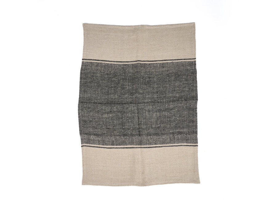 De Linen Moody Keukendoek - Natural Black - 50x70