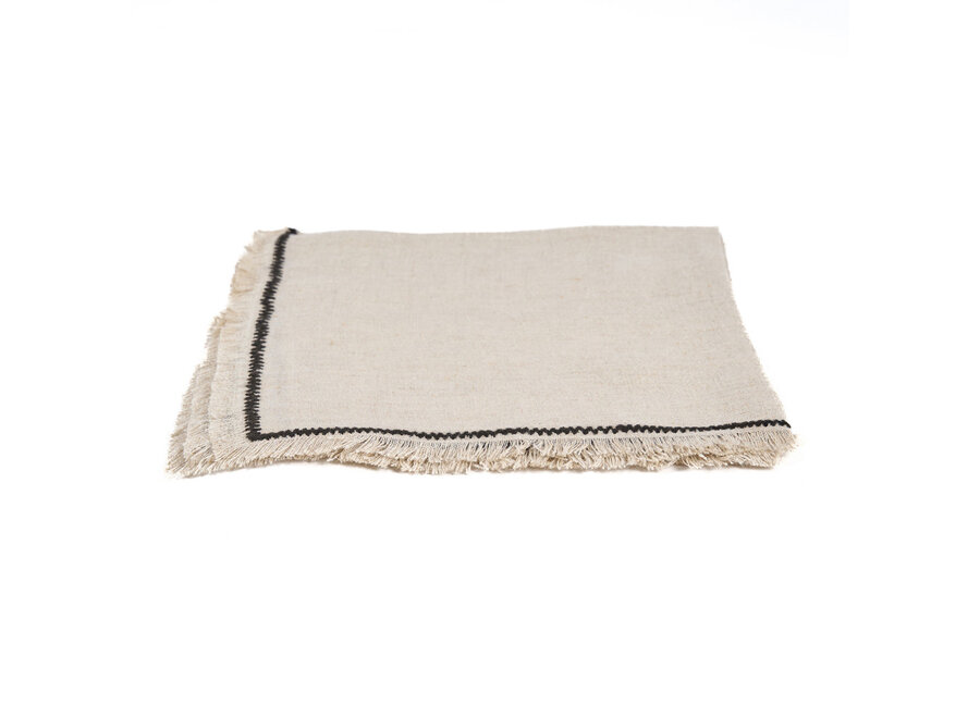 Die Tuscany Serviette - Natur Schwarz - 45x45