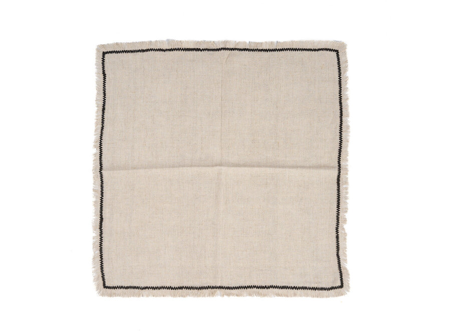 Die Tuscany Serviette - Natur Schwarz - 45x45