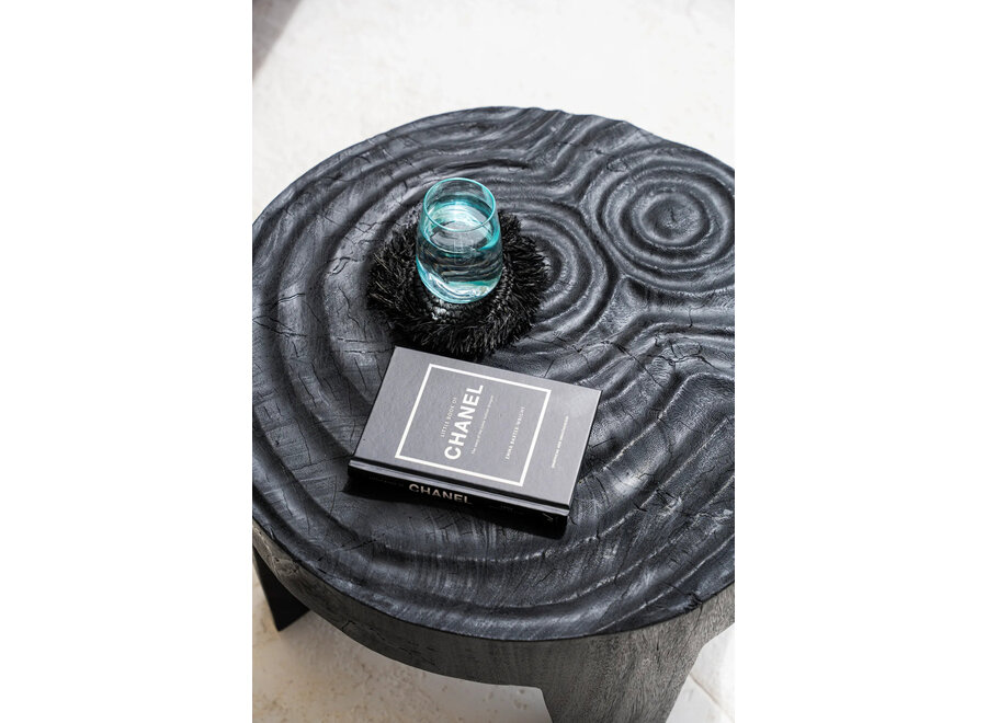 De Fringe Raffia Onderzetter - Zwart