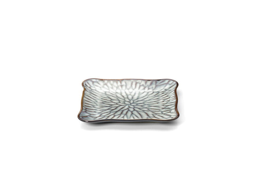 El Plato Cuadrado Lotus Ice - Flor Gris - M