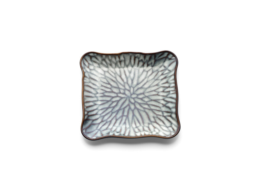 El Plato Cuadrado Lotus Ice - Flor Gris - M
