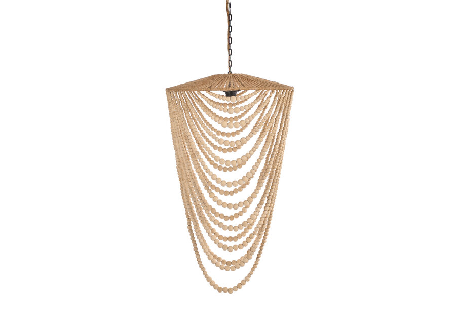 The Wooden Bead Chandelier - Natural - L
