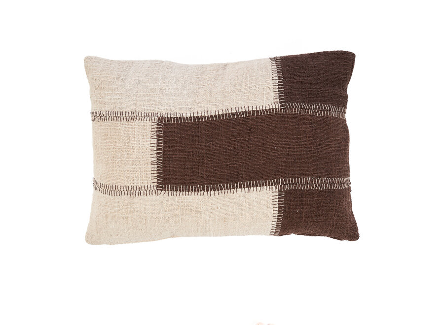 The Cocoa Patchwork Cushion Cover - Natural Brown