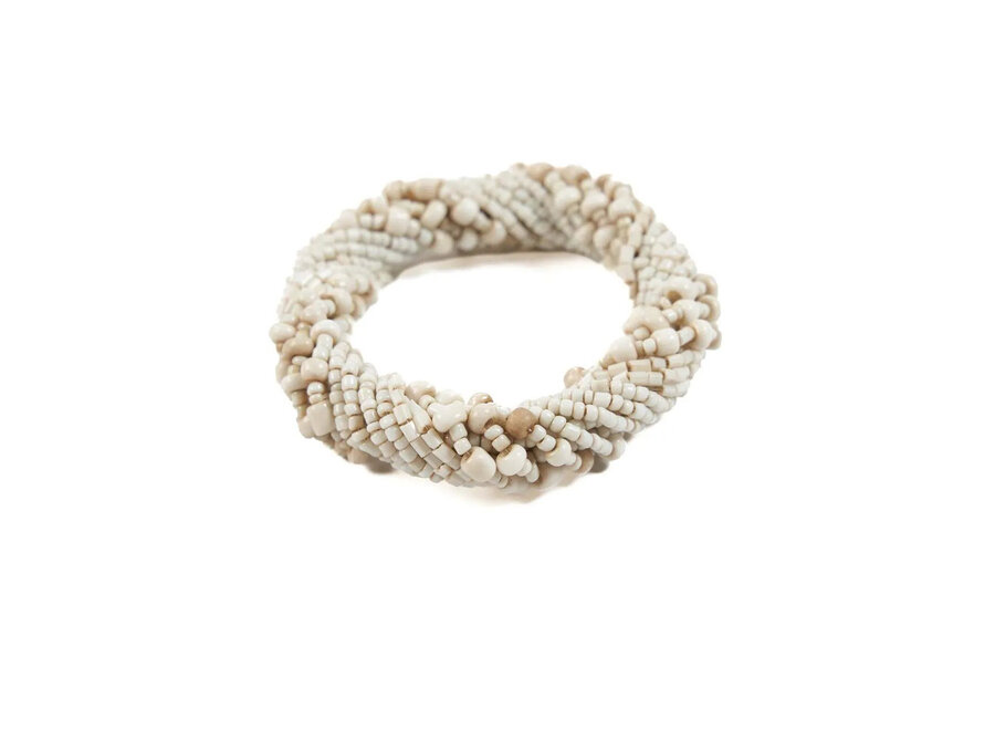 The Beaded Napkin Ring - White - Set of 4