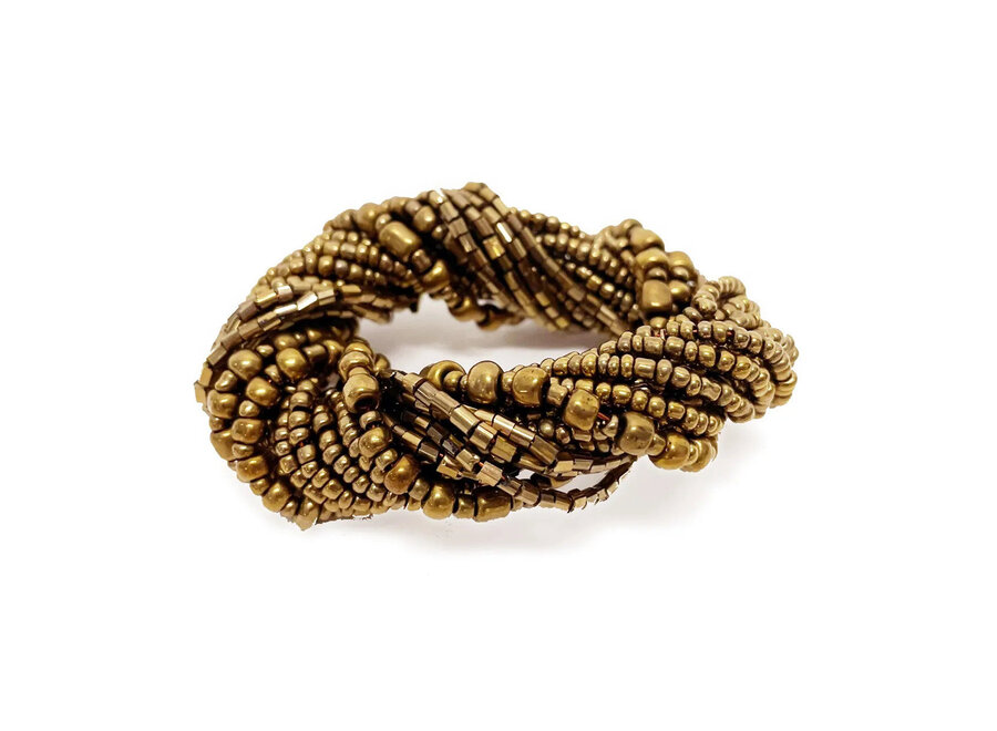 Il Portatovagliolo Con Perline - Oro - Set Di 4