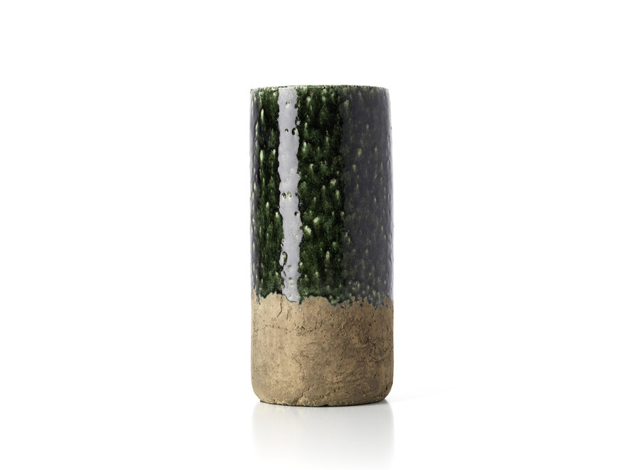 The Moss Cylinder Vase - Concrete Green - L