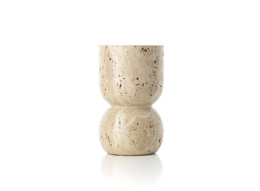 Der Travertine Vessel Pillar Kerzenhalter - Beige