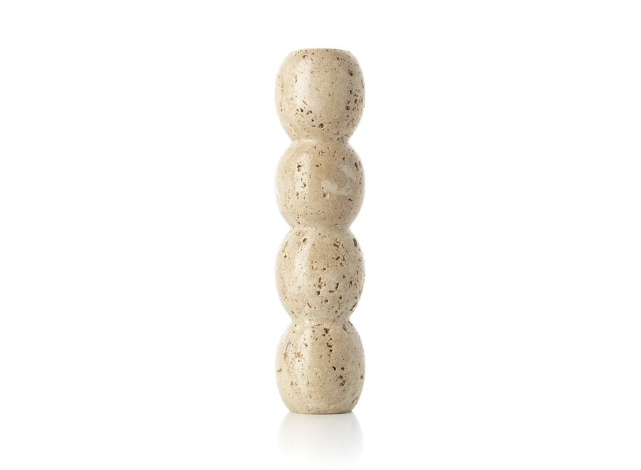 Der Travertine Totem Taper Kerzenhalter - Beige - L