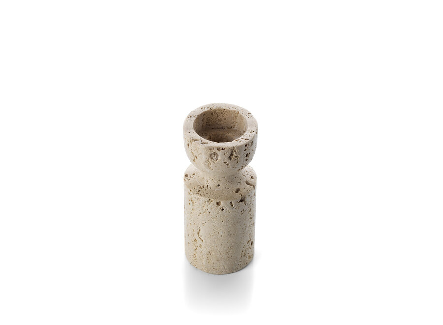 El Candelabro Reloj de Arena de Travertino - Beige - S