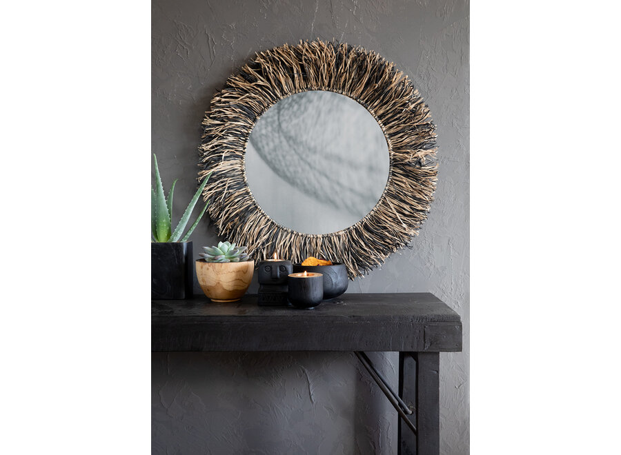 Le Miroir Raffia Fringe - Noir Naturel - L