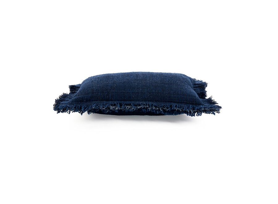 De Azure Fringe Kussensloop - Indiaas Blauw - 30x50