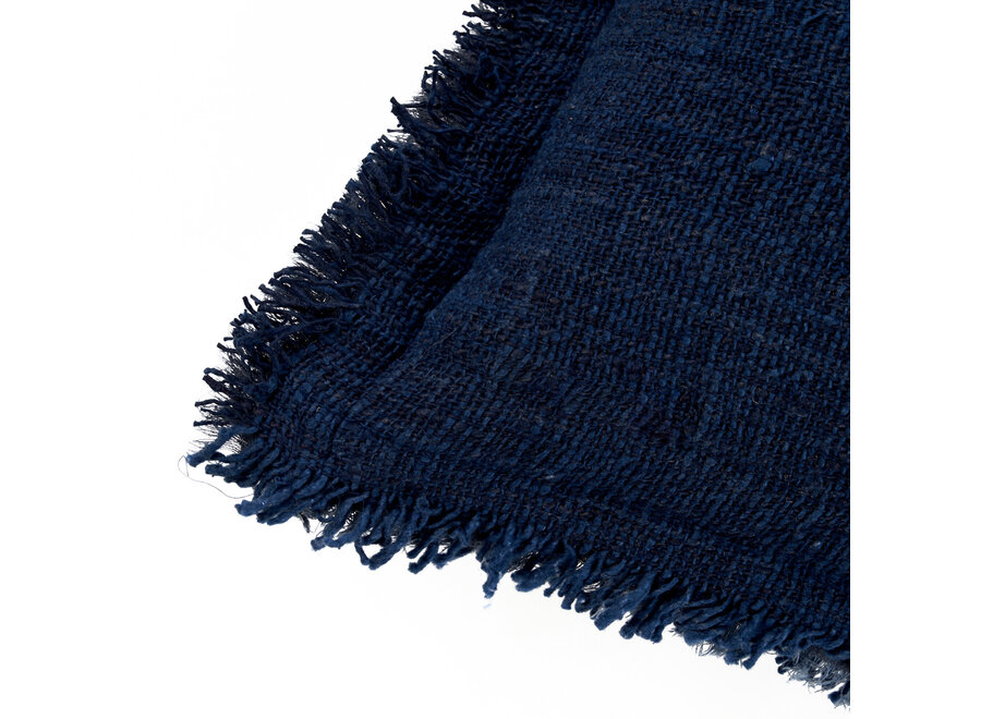 De Azure Fringe Kussensloop - Indiaas Blauw - 30x50