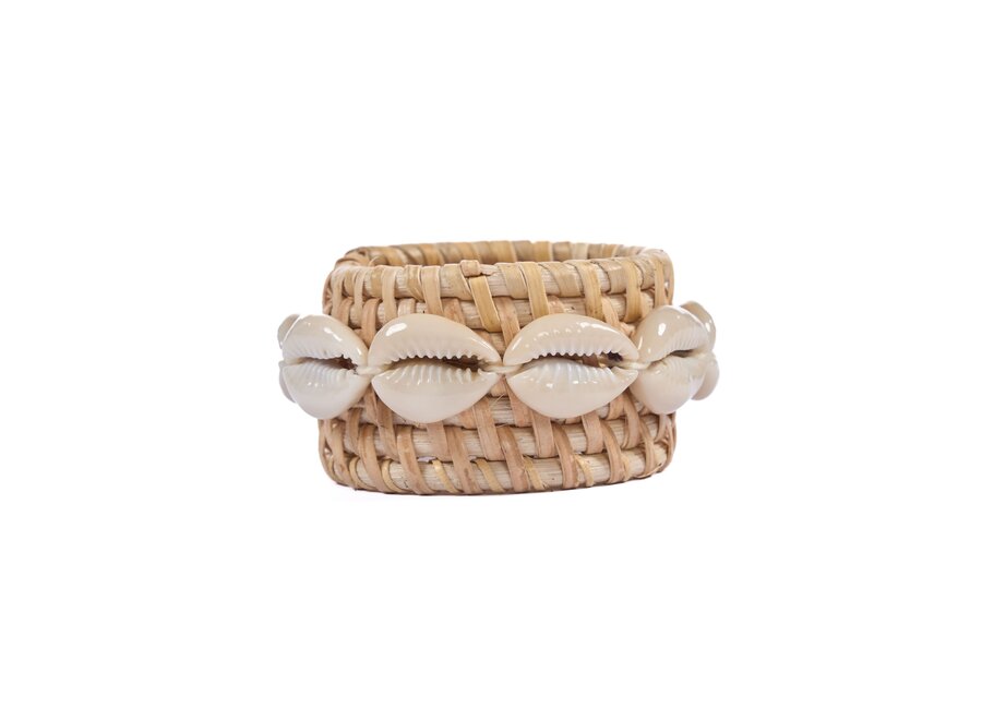 The Rattan Shell Napkin Ring - Natural White - Set of 4
