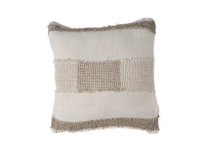 The Linen Threads Cushion Cover - White Natural