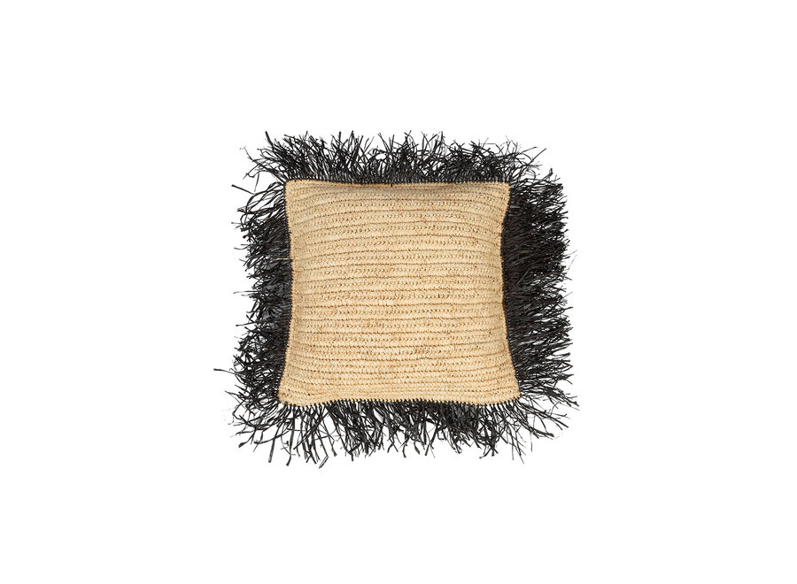 De Raffia Kussenhoes - Naturel Zwart - 40x40