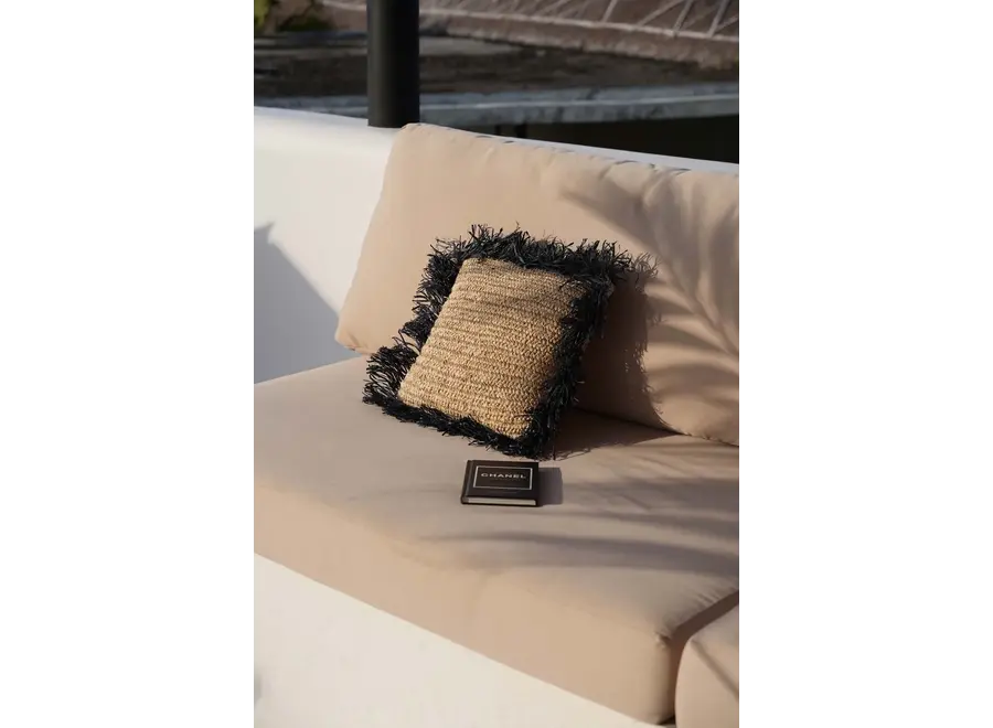 Funda De Cojín De Rafia - Negro Natural - 40x40