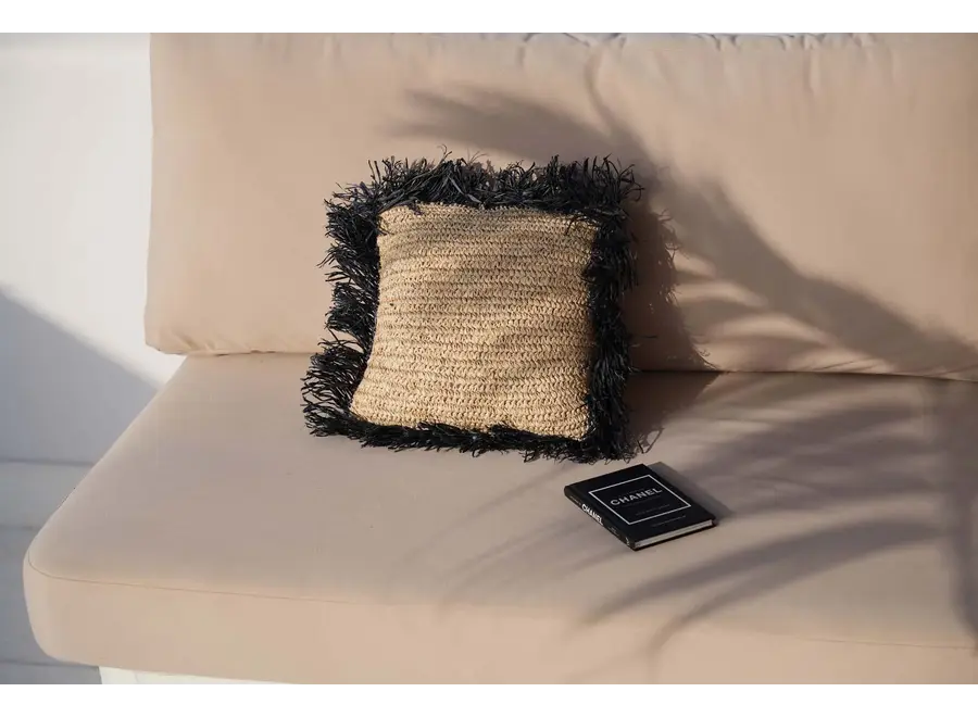 The Raffia Cushion Cover Square - Natural Black - 40x40
