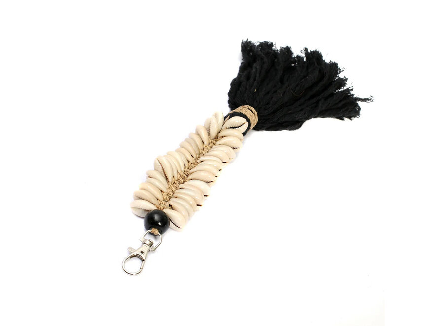 El Llavero Macramé Espina De Pescado - Negro