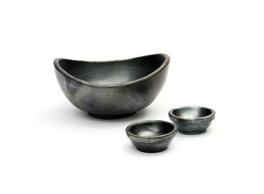 La Ciotola Bruciata Curva - Nero - Set di 3