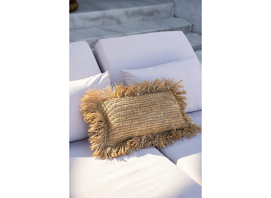 De Raffia Kussenhoes Rechthoekig - Naturel - 30x50