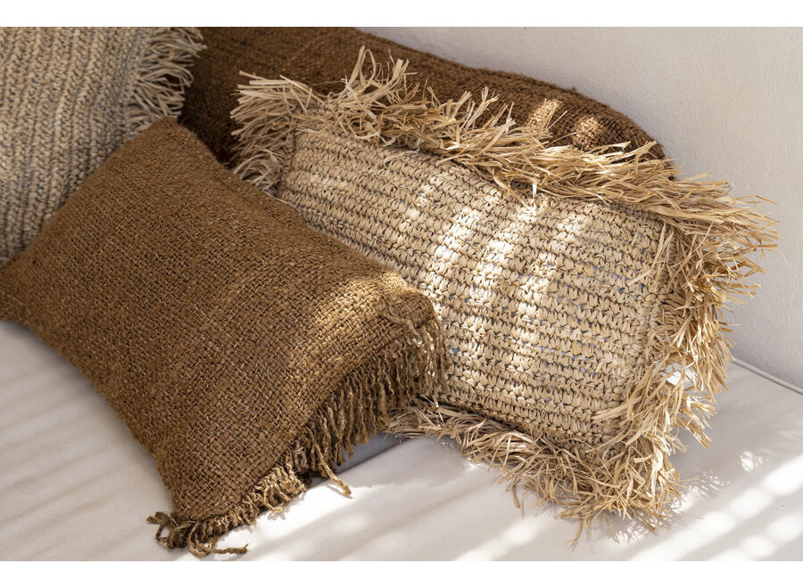 La Housse De Coussin En Raphia Rectangulaire - Naturelle - 30x50