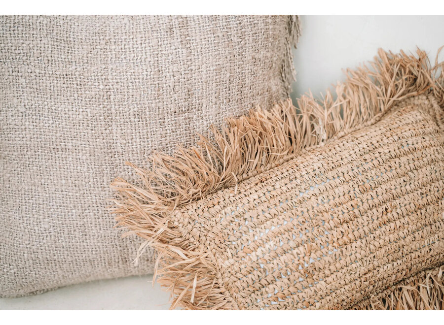 La Housse De Coussin En Raphia Rectangulaire - Naturelle - 30x50