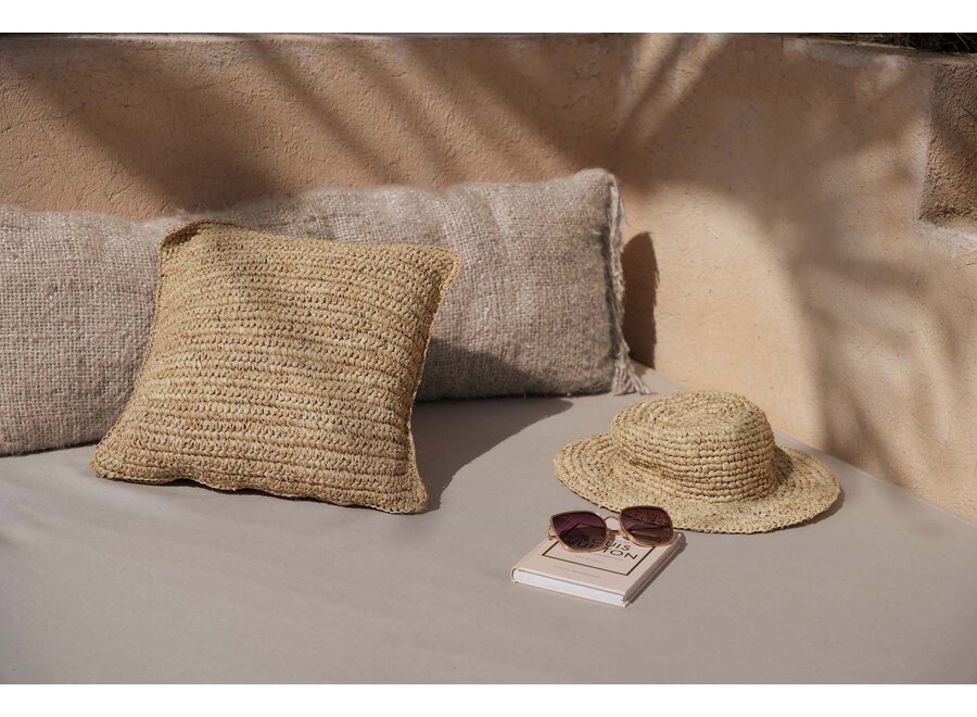 La Housse De Coussin Raffia Flores Carrée - Naturel - 40x40