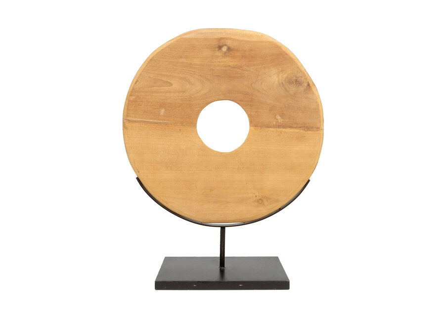 The Teak Disc on Stand - L