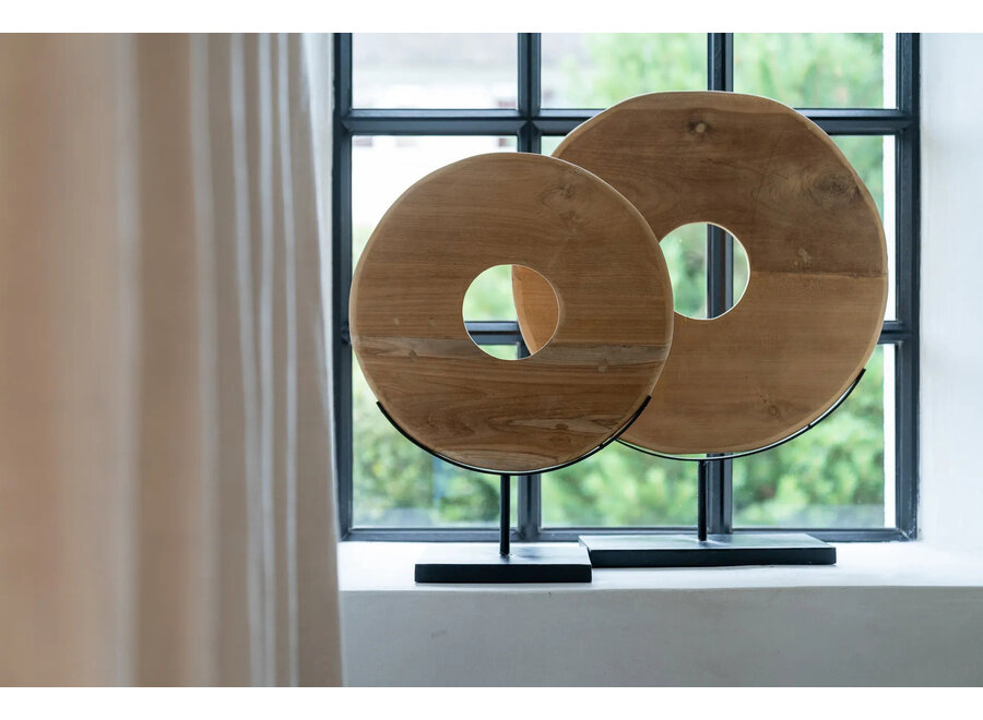 The Teak Disc on Stand - L