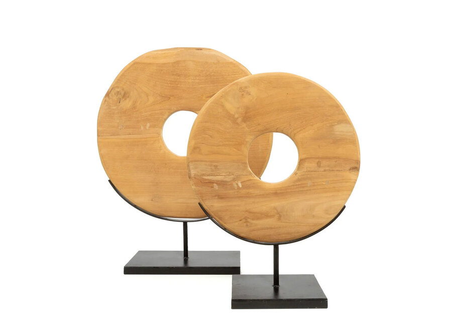 The Teak Disc on Stand - L