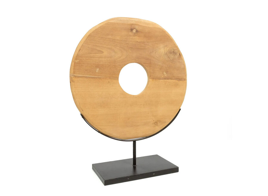 The Teak Disc on Stand - L