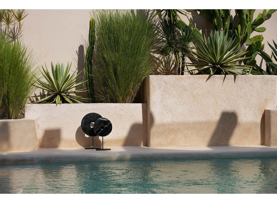 The Marble Disc on Stand - Black - L