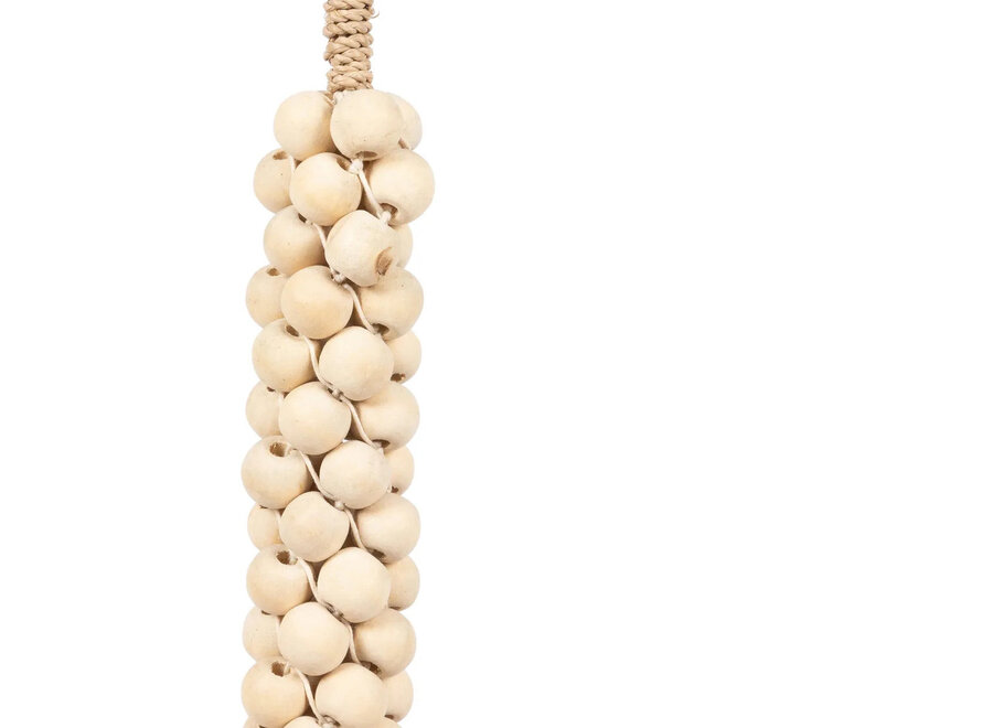The Wooden Beads with Cotton Tassel - Natural White